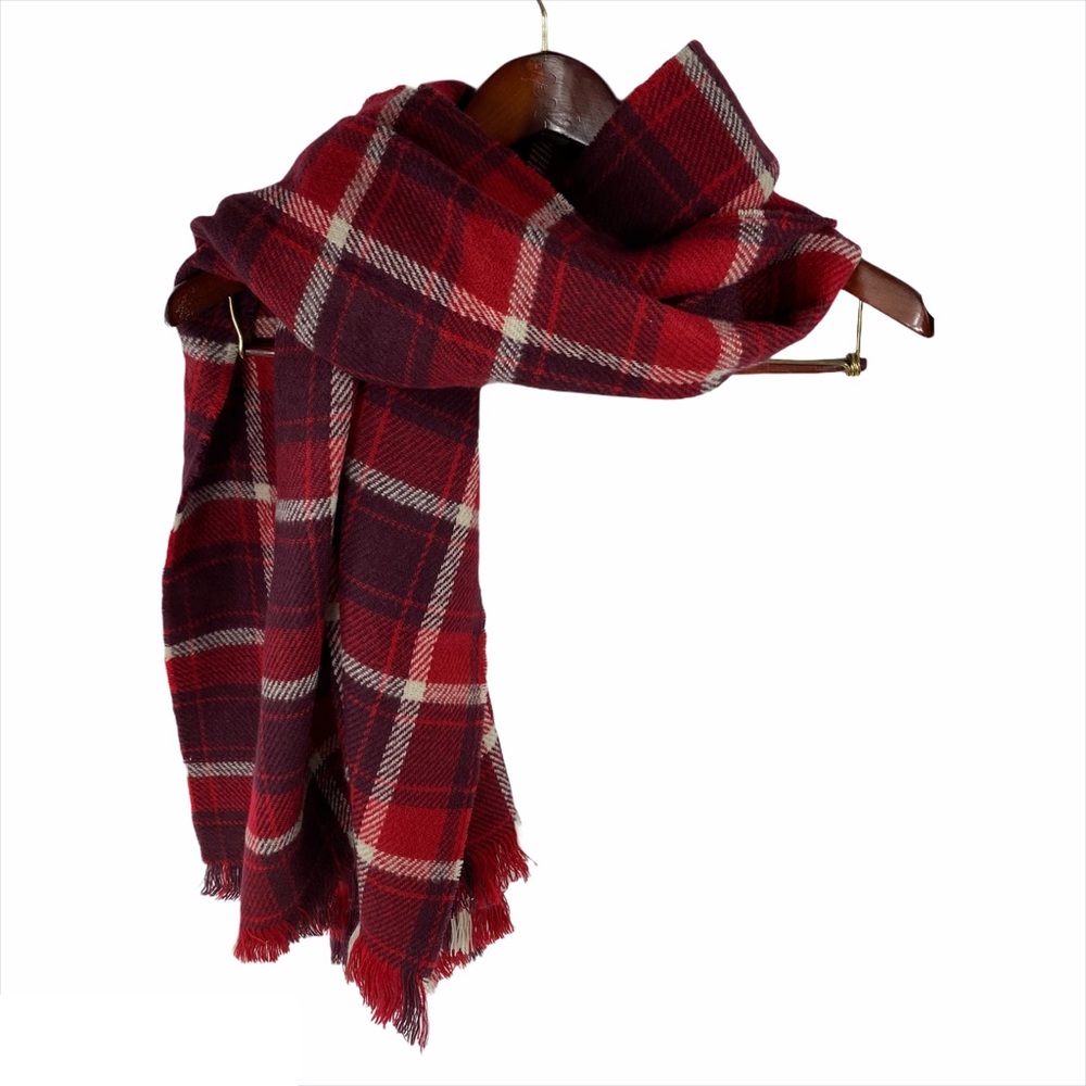 Red Plaid Oversized Large Thick Scarf